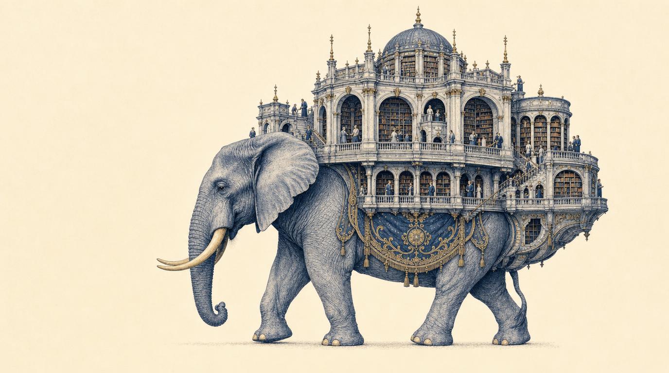 Original PostgreSQL elephant-library illustration