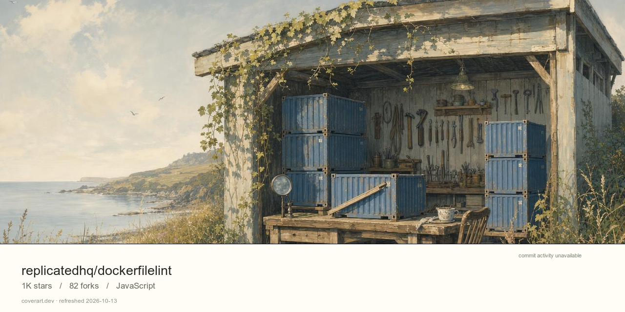 A weathered coastal workshop with miniature blue containers, tools and climbing vines
